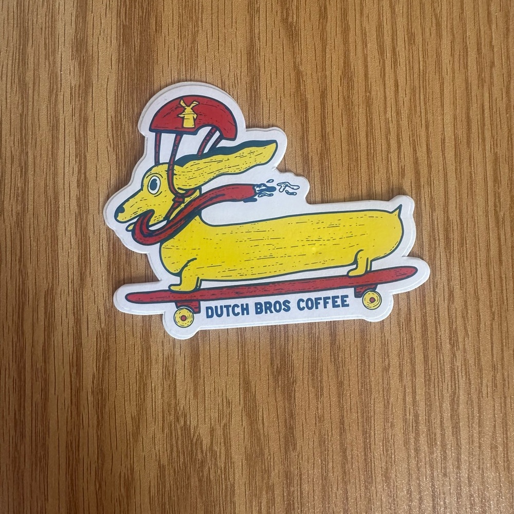 Dutch Bros Dachshund Skateboard Sticker